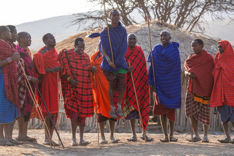 Maasai warriors in traditional dress